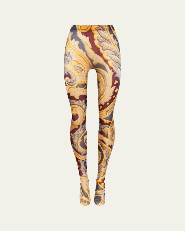 Etro Shimmer Paisley-Print Tights